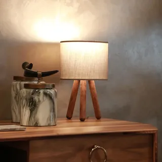 Opviq, Hochwertige Tischlampe aus 100% Holz, Dunkelgrau, 32 cm hoch, 19 x 15 cm Schirm, 150 cm Kabel, E27 Fassung max. 40 W | Skandinavisches Design für modernes Wohnen. - Dunkelgrau