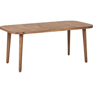 BELIANI Gartentisch Hellbraun Akazienholz Rechteckig 180x90 cm für 6 Personen Lattenoptik Lamellenoptik Rustikal Terrasse Out- & Indoor Holztisch - Braun