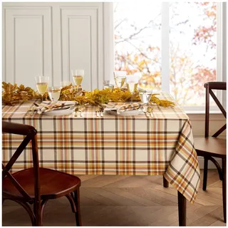 Elrene Home Fashions Russet Harvest gewebte Karierte Baumwolltischdecke für Herbst/Erntedankfest, 152,4 x 259,1 cm, rechteckig