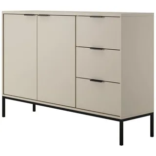 home collective Kommode mit 3 Schubladen und 2 Schränken, modernes Sideboard, Stahlrahmen Kaschmir / Schwarz - Schwarz