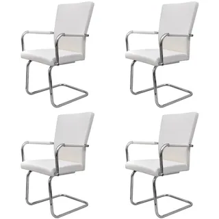 vidaXL Freischwinger 4 Stk. Weiß Kunstleder - Weiß
