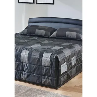 Westfalia Schlafkomfort Tagesdecke, schwarz (schwarz, grau), B:237cm L:250cm, Polyester, WESTFALIA SCHLAFKOMFORT, Tagesdecken