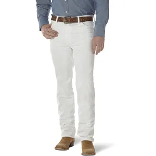 Wrangler Herren Slim Fit Cowboy-Schnitt Jeans, Weiss/Opulenter Garten, 30W / 34L