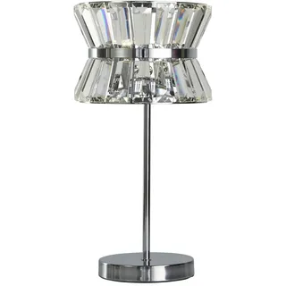 Tischlampe Tischleuchte Kristall Metall 42,5 cm Chrom Klar 2x G9 Jugendstil