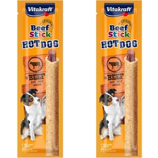 Vitakraft Beef Stick Hot Dog, mit Rindfleisch, Hundeleckerli, zum Verwöhnen und Belohnen, in frischeversiegelter Aufreißpackung (1x 1 Stück) (Packung mit 2)