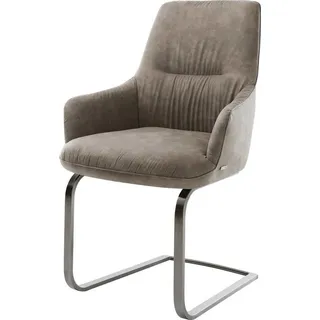 DeLife Freischwinger Zelia-Flex mit Armlehnen Mikrofaser Taupe Vintage Freischwinger flach Graphit Taschenfederkern