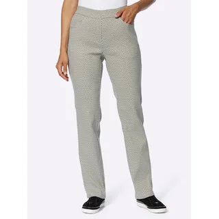 Schlupfhose CASUAL LOOKS, Damen, Gr. 19, Kurzgrößen, grün (khaki, ecru, gemustert), 43% Viskose, 42% Polyester, 11% Polyamid, 4% Elasthan, gemustert, mehrfarbig, lang, Hosen Schlupfhose