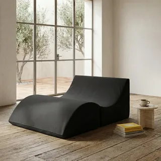 Talamo Italia Pouf umwandelbar in Chaiselongue Kunstleder 100 x 70 x 50 cm Schwarz