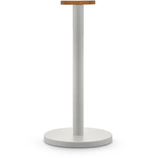 Alessi Mattina BG05 WG - Design-Küchenrollenhalter aus Farbigem Stahl mit Epoxidharz und Knopf aus Bambusholz, Warmes Grau