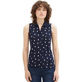 TOM TAILOR Damen 1037379 Polo Top, 32674-Navy Offwhite Dot Design, M