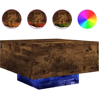 vidaXL Couchtisch mit LED-Leuchten Räuchereiche 55x55x31 cm - Braun