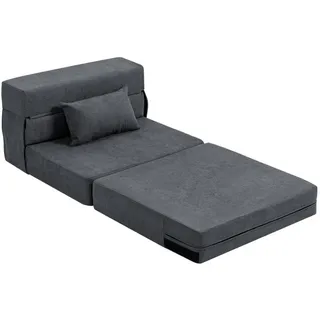 Redom Schlafsessel 3-in-1 klappbar als Bodensofa, Chaiselongue, Bett 80/80/64 cm Dunkelgrau , Textil , Freiform , 80x64x80 cm , Wohnzimmer, Sofas & Couches, Schlafsofas, Schlafsessel