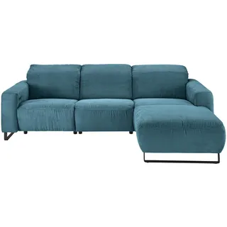 Hom`in Ecksofa , Petrol , Textil , Ottomane rechts, L-Form , 266x180 cm , Blauer Engel, Goldenes M, Oeko-Tex® Standard 100, DGM-Klimapakt , Typenauswahl, Fußauswahl, Lederauswahl, Stoffauswahl, seitenverkehrt erhältlich, Hocker erhältlich, Rücken echt , Wohnzimmer, Sofas & Couches, Wohnlandschaften, Ecksofas