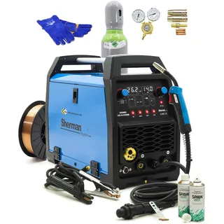 Sherman DIGIMIG 202 M-Power Set - Multifunktionales IGBT Inverter Schutzgas Schweißgerät mit Zubehör: Synergisch, 200A für komfortables und präzises Schweißen von Stahl, Edelstahl Bestschweissen.de