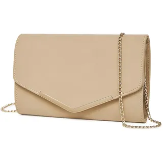 Miss Lulu Damen Umschlag Clutch Elegant Abendtasche Brauttasche Umschlag Clutch Tasche Handtasche mit Kette für Hochzeit Party Prom Helles Khaki