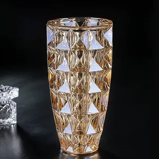 Bernsteinfarbene Blumenvase in Diamantform, 30 cm, für Heimdekoration, Hochzeitstisch, Büro, Party