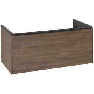 Villeroy & Boch Subway 3.0 Waschbeckenunterschrank, LED-Beleuchtung, 1 Auszug, 973x429x478mm, C569L1VH, Farbe: Front/Korpus: Arizona Oak, Griff: Volcano Black
