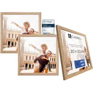 CABBEL Dreierpack (3 Stk.) Bilderrahmen 20x20 cm MDF Holz-Rahmen in Eiche | mit bruchsicherem Plexi-Glas/Modern