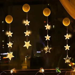HUIKUANGEU Led Sterne Weihnachtsbeleuchtung,4 Stück Fensterdeko Weihnachten Beleuchtet,Lichterkette,Fensterbeleuchtung Weihnachten,für Fenster,Kinderzimmer,Balkon,Garten