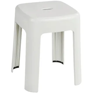 Wenko Badhocker , Weiß , Kunststoff , 37x37x45.5 cm , freistehend, rostfrei, rutschfest , Badezimmer, Badezimmerausstattung, Badhocker & Duschhocker