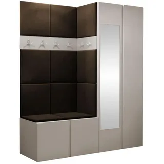 Mirjan24 Garderoben-Set Orion Xii , Kaschmir, Braun , Kunststoff , 158x186x46 cm , Garderobe, Garderoben-Sets & Garderoben-Serien, Garderoben-Sets