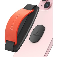 Sinjimoru Abnehmbare Handy Halterung mit Ständer, Elastischer Handy Fingerhalter kompatibel für Wireless Charging Handy Griff Fingerhalterung für iPhone & Android. Sinji Mount S-Grip Clementine