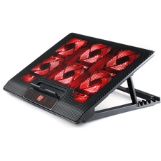 skgames Notebook Laptop Kühler Gamer Ständer Unterlage für 10-17 Zoll, 6 x LED Lüfter, LCD Lüftersteuerung, 7 Stufen Höhenverstellung, Rot