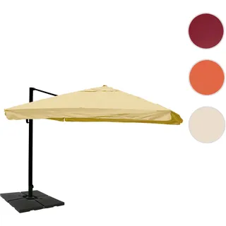 Gastronomie-Ampelschirm HWC-A96, 3x4m (Ø5m) Polyester Alu/Stahl 26kg ~ Flap, creme mit Ständer