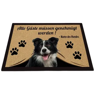 BAGEYOU Personalisierte Fußmatte mit Meinem Liebeshund Border Collie Alle Gäste Müssen Genehmigt Werden Bodenmatte 70 x 45 cm