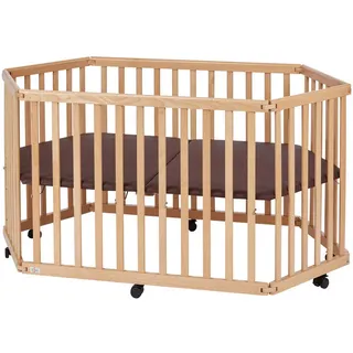 tiSsi Laufgitter , Buchefarben , Holz , Buche , massiv , 86x138x75 cm , Made in Europe , gepolsterter Boden, höhenverstellbar, zusammenklappbar , Babymöbel & Kindermöbel, Babyzimmer, Laufgitter