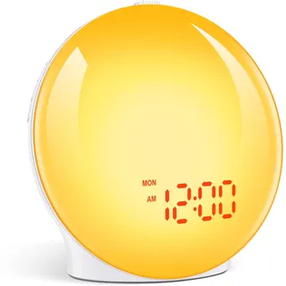 Cadrim Tageslichtwecker Wake Up Licht Lichtwecker Radiowecker Sonnenaufgang Sonnenuntergang mit Dual Wecker, 15 Licht, 7 natürlichen Sounds & FM Radio & Snooze Funktion