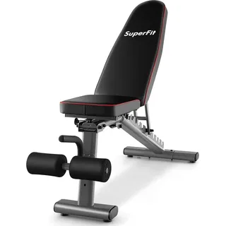 Costway Hantelbank klappbar, Fitnessbank verstellbar, Trainingsbank für zuhause multifunktion, Schrägbank tragbar mit 2 Rädern, für