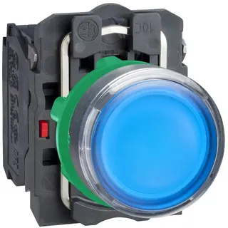 Schneider Electric Harmony lamp print complete with led and flat printing surface with spring return in blue color 24vac / dc supply 1xno + 1xnc xb5aw36b5