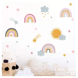 Little Deco Wandtattoo Regenbogen mit Sternen Wolken & Sonne DL484