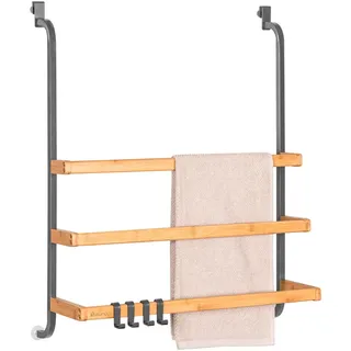 eluno Handtuchhalter für Glasduschwand grau , Grau , Metall , 63.5x77.5x17 cm , Badezimmer, Badezimmerausstattung, Handtuchhalter