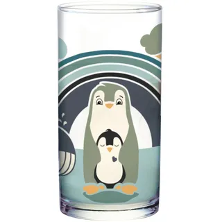 TapirElla Kindertrinkglas — extra dickes Kinder Trinkglas mit bunten Pinguinmotiven - Arktis, Wal, Pinguin — robustes Trinkglas für kleine Forscher und Entdecker aus dem Hause Lutz Mauder