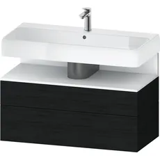 Duravit Qatego Waschtischunterbau, 1 Auszug und 1 Schublade, 990x470x590mm, Nische Weiß Matt, QA4395018, Farbe: Eiche Schwarz/mit Nischenbeleuchtung