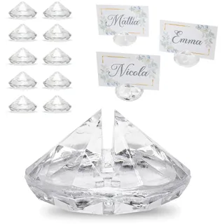 Decoraparty Diamantförmige Tischkarten, Acryl, 10er Set, Hochzeit, Taufe, Kommunion, Empfang