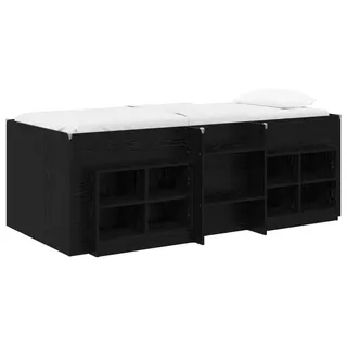 vidaXL Loft Bettgestell mit Schrank 3 stk. Schwarz Holzwerkstoff - Schwarz