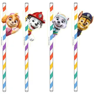 Amscan 9914525 Paw Patrol Papierstrohhalme 2022, 8 Stück