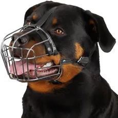 BRONZEDOG Rottweiler Hund Maulkorb Einstellbar Durable Metall Drahtkorb für Große Hunde Amerikanische Bulldogge Kein Bellen Maulkörbe (L)