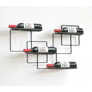 DanDiBo Weinregal für 4 Flaschen Wand Metall Schwarz Wine Line , 72x44x9 cm , Weinregale