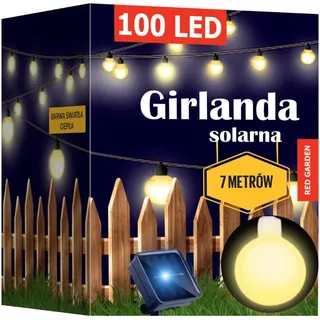 krumad Lichterkette Kunststoff 14 m 100 LED Kugeln wetterfest IP65 mit Dämmerungssensor