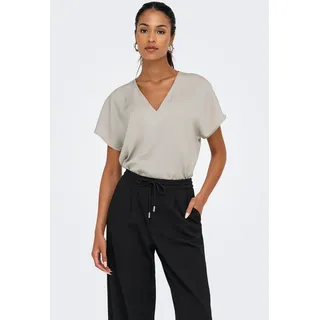 ONLY V-Shirt »ONLLUCY LIFE SS V-NECK TOP WVN«, grau