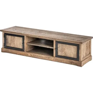 rtv tv Sideboard Echtes Holz Glas Tisch Fernseh Schrank Tische Designer Lowboard - Braun