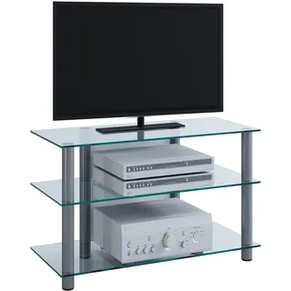 VCM Sindas TV-Rack 59 x 45 x 48 cm Silber/Transparent Aluminium/Glas