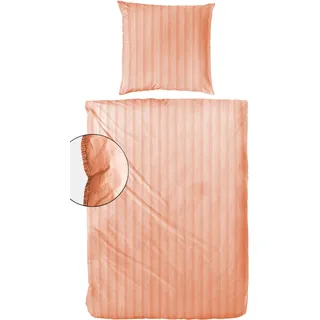 Primera Sommerbettwäsche gestreift Orange 135 x 200 cm + 80 x 80 cm