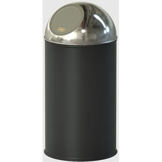 La Briantina Abfalleimer aus Stahl mit Druckdeckel Push, tiefschwarz, Ø 24 x H 51 cm, Fassungsvermögen 20 Liter