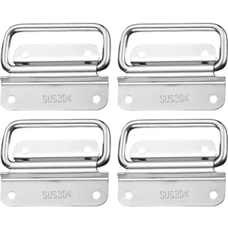 Duronge Klappgriff-Set Edelstahl, 4 Stück, 75mm – Universal Tragegriffe für Kisten, Hardware-Boxen, Lautsprecherboxen, Toolboxen & Werkzeugkisten – Silberfarben