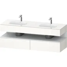 Duravit Qatego Einbauwaschtisch mit Konsolenwaschtischunterbau, 1600x550x600mm, Nische Weiß Matt, Doppelwaschtisch, QA4797018, Farbe: Weiß Hochglanz/mit Nischenbeleuchtung